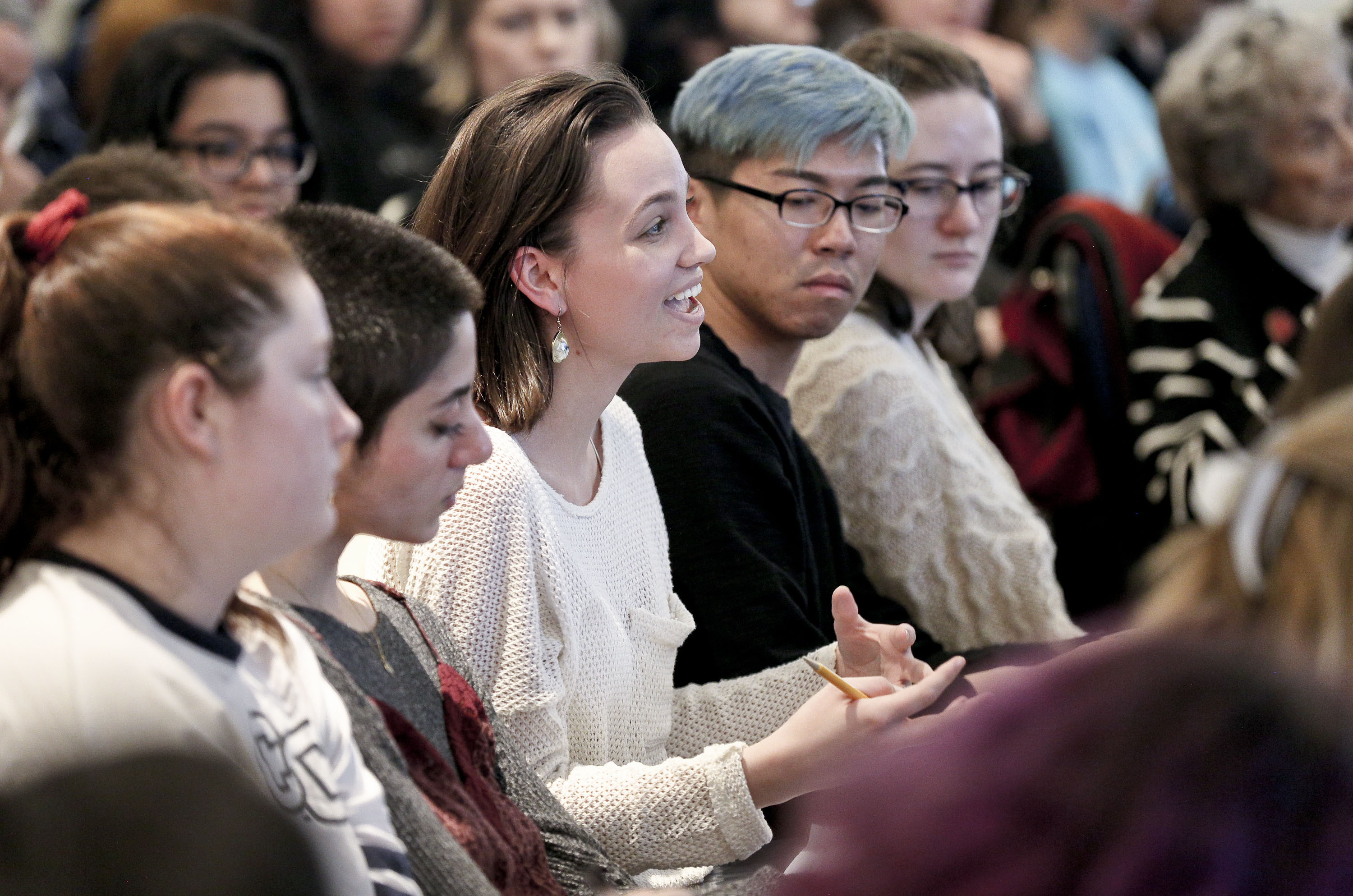 audience responds to the authors at the Klagsbrun Symposium