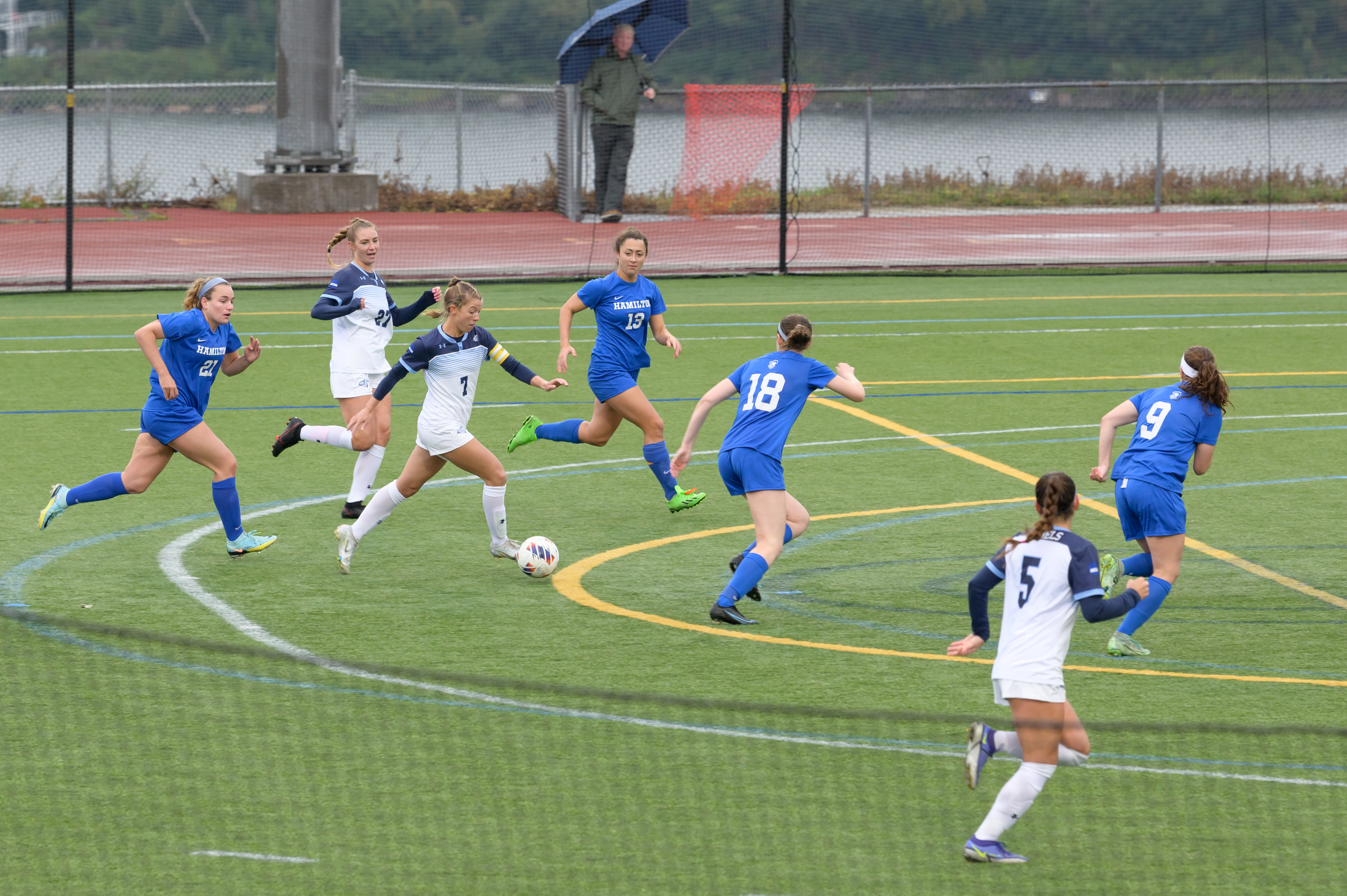 Girls playing soccer