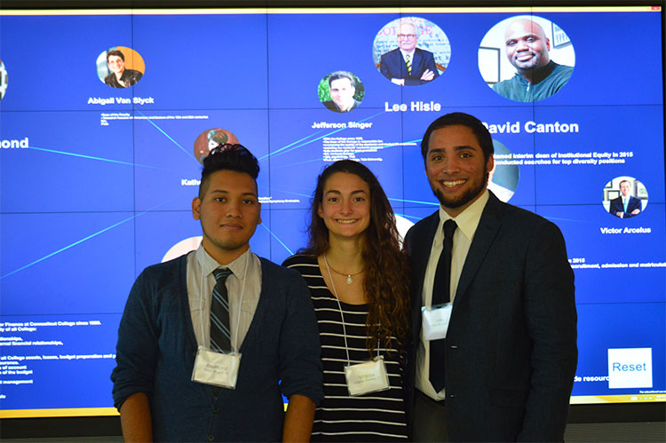 Ammerman Center scholars Joey Mercado '16, Ray Coti '16 and Virginia Gresham '17 demonstrated 