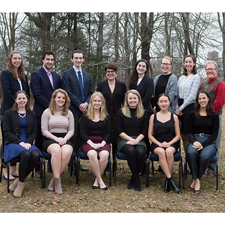 A group photo of all of the Winthrop Scholars with President Katherine Bergeron