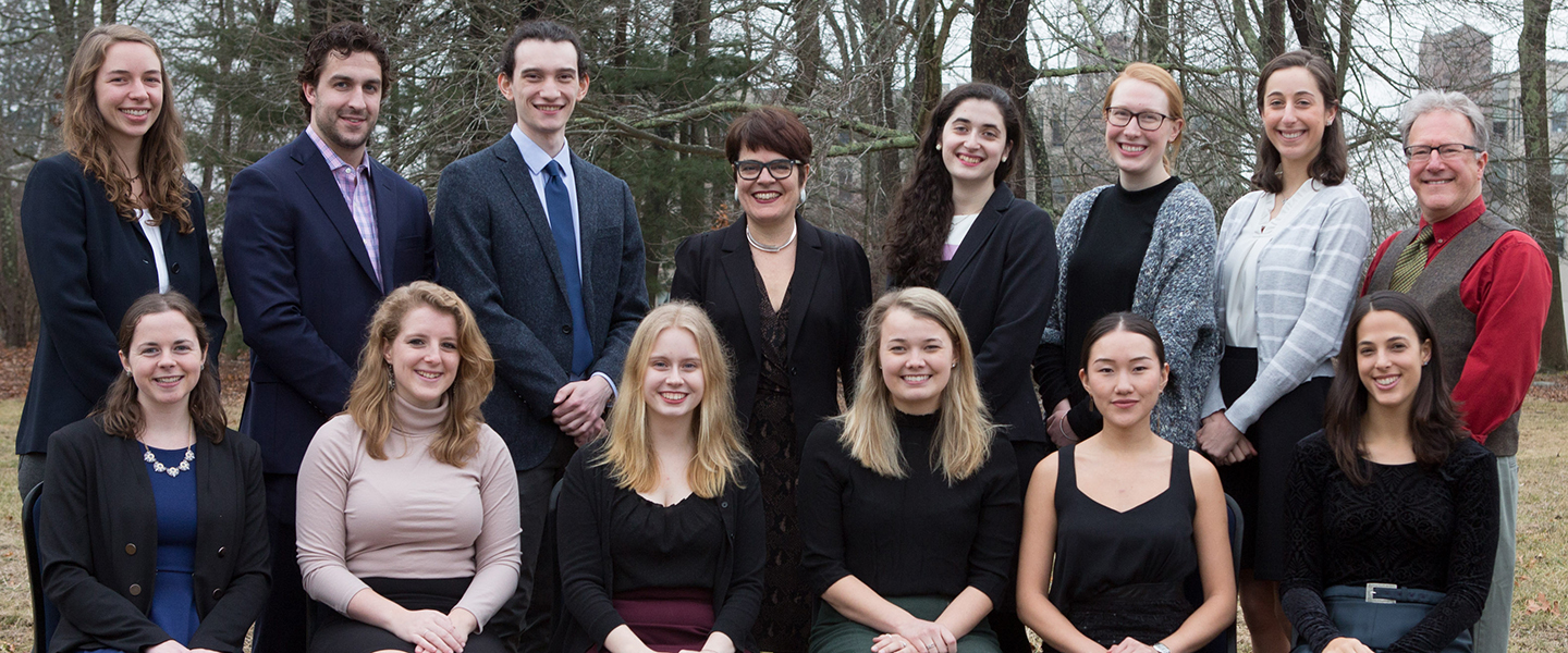 A group photo of all of the Winthrop Scholars with President Katherine Bergeron