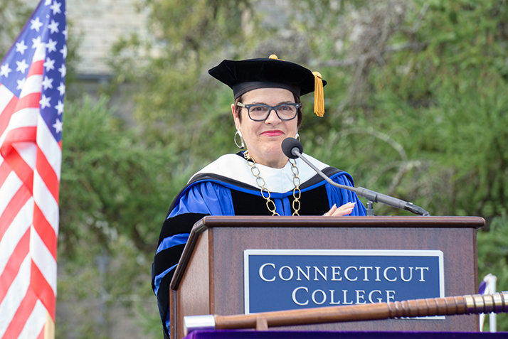 President Katherine Bergeron speaks at Convocation