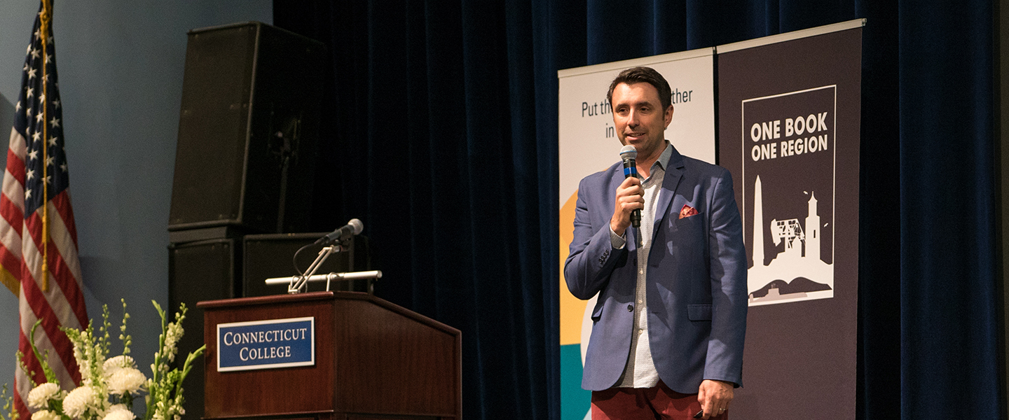 Author Jarrett Krosoczka speaks at Connecticut College