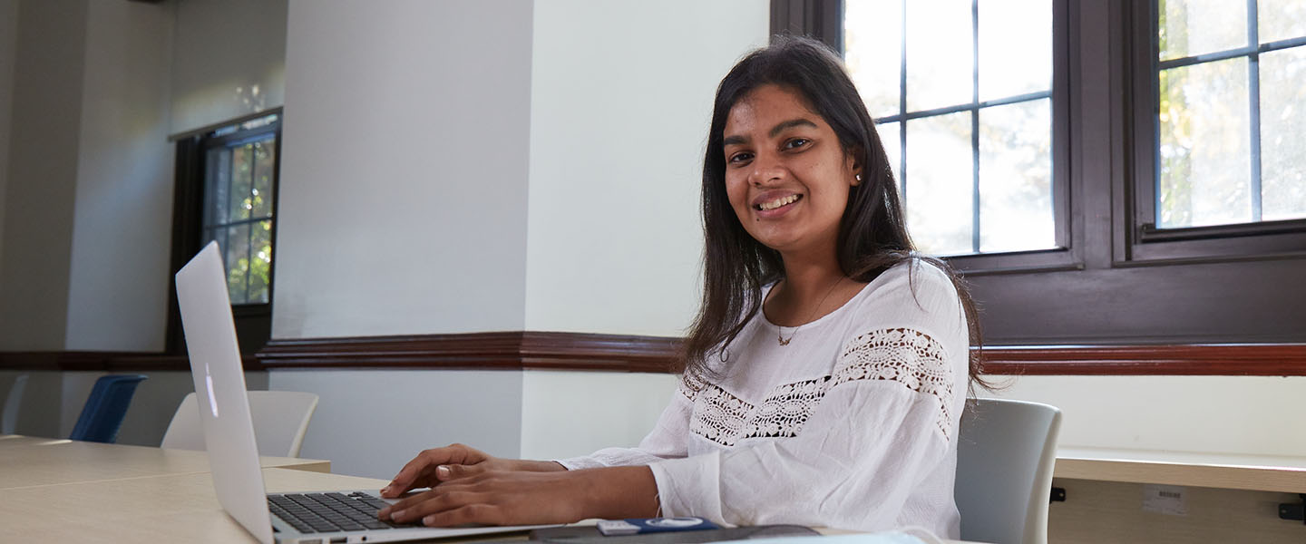 CISLA Student Priyanka Ramchurn ’21 during her talk, “Accelerating the Global Momentum around Blue Finance and Blue Investments.”