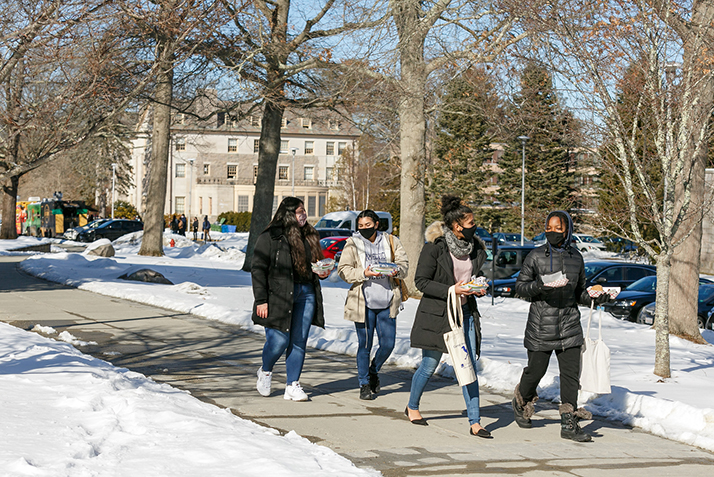 Students walk on campus