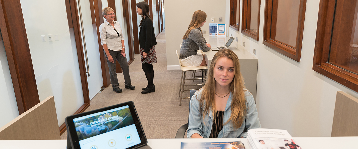 Student interns and career advisers in the Hale Center for Career Development