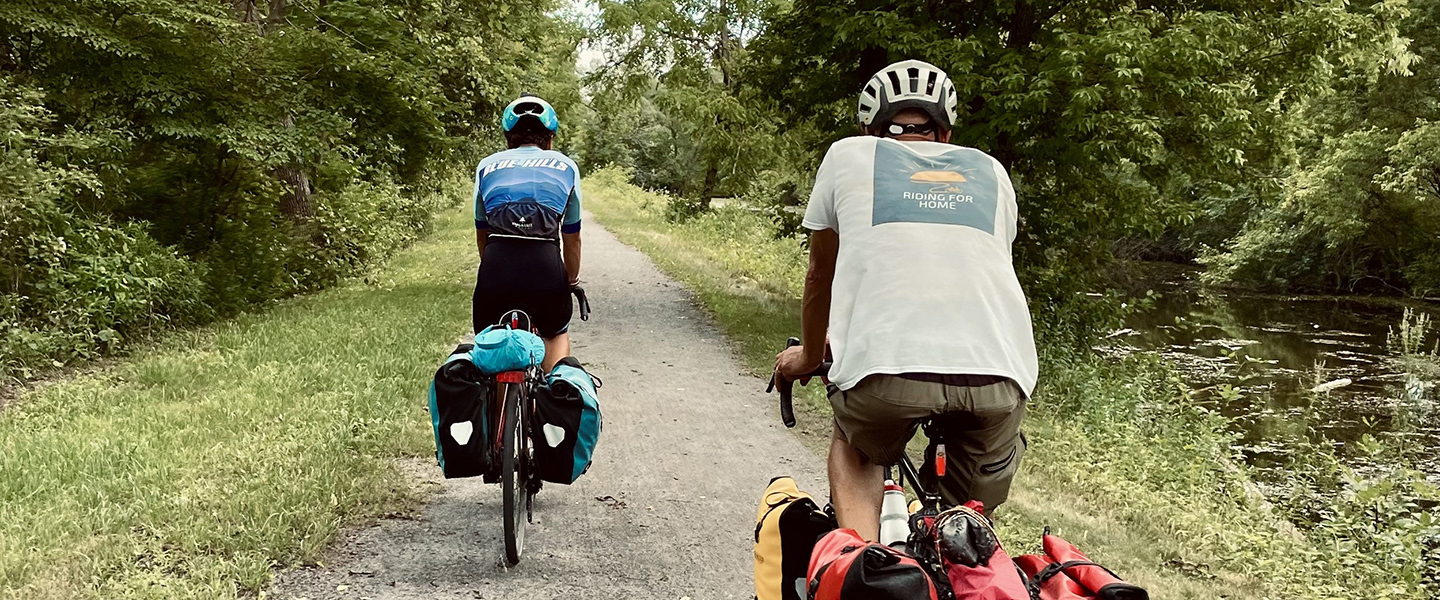 Josh Nagy and his father on their cross-country biking trip.