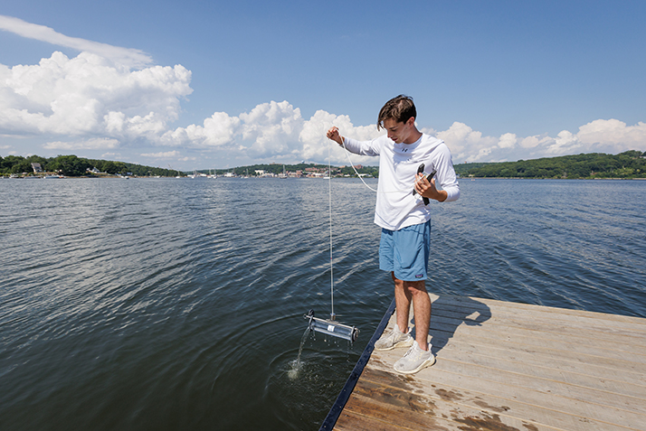 Mitchell Lockwood conducts research at Conn's waterfront