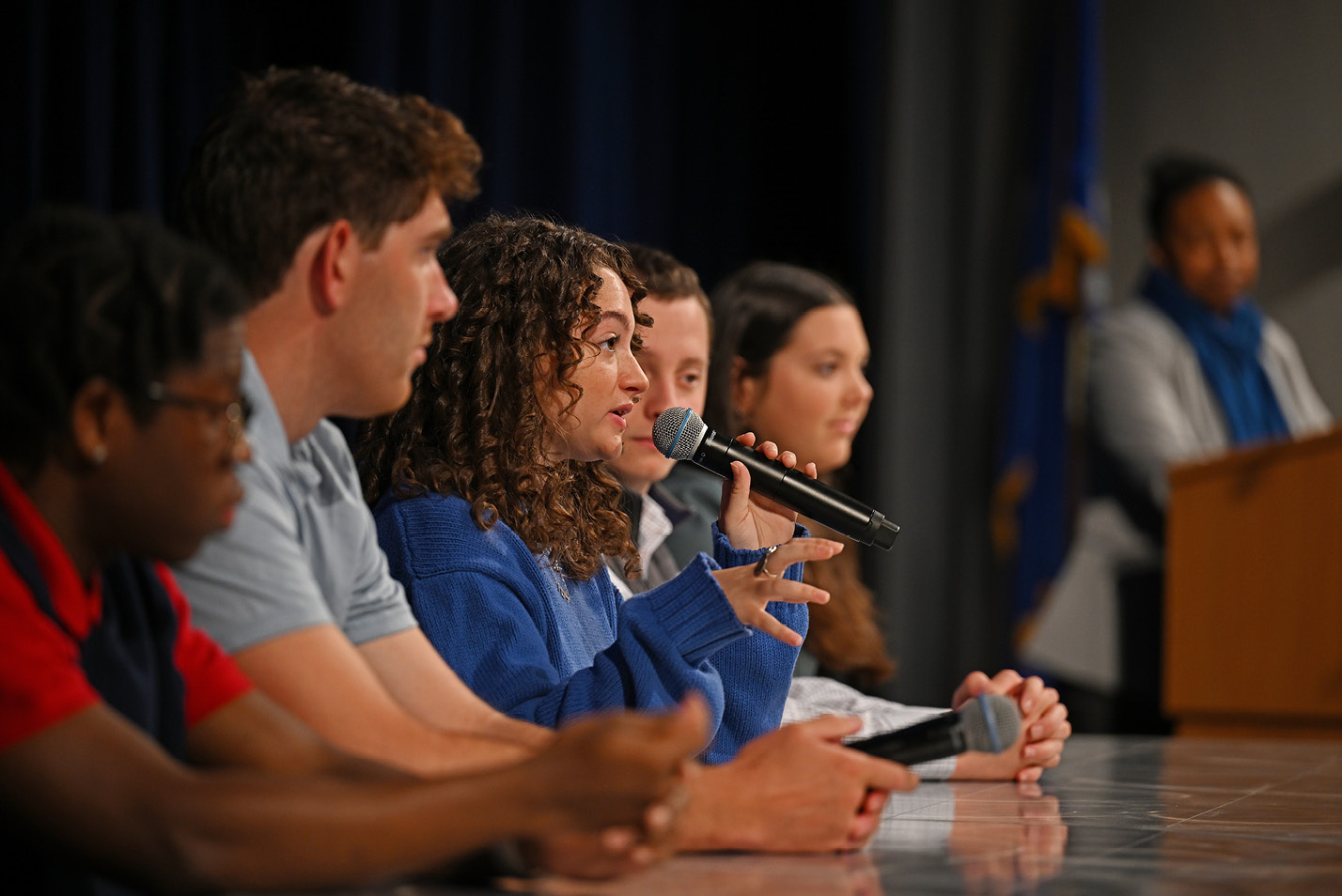 Current students address prospective students at Camel Days in April.