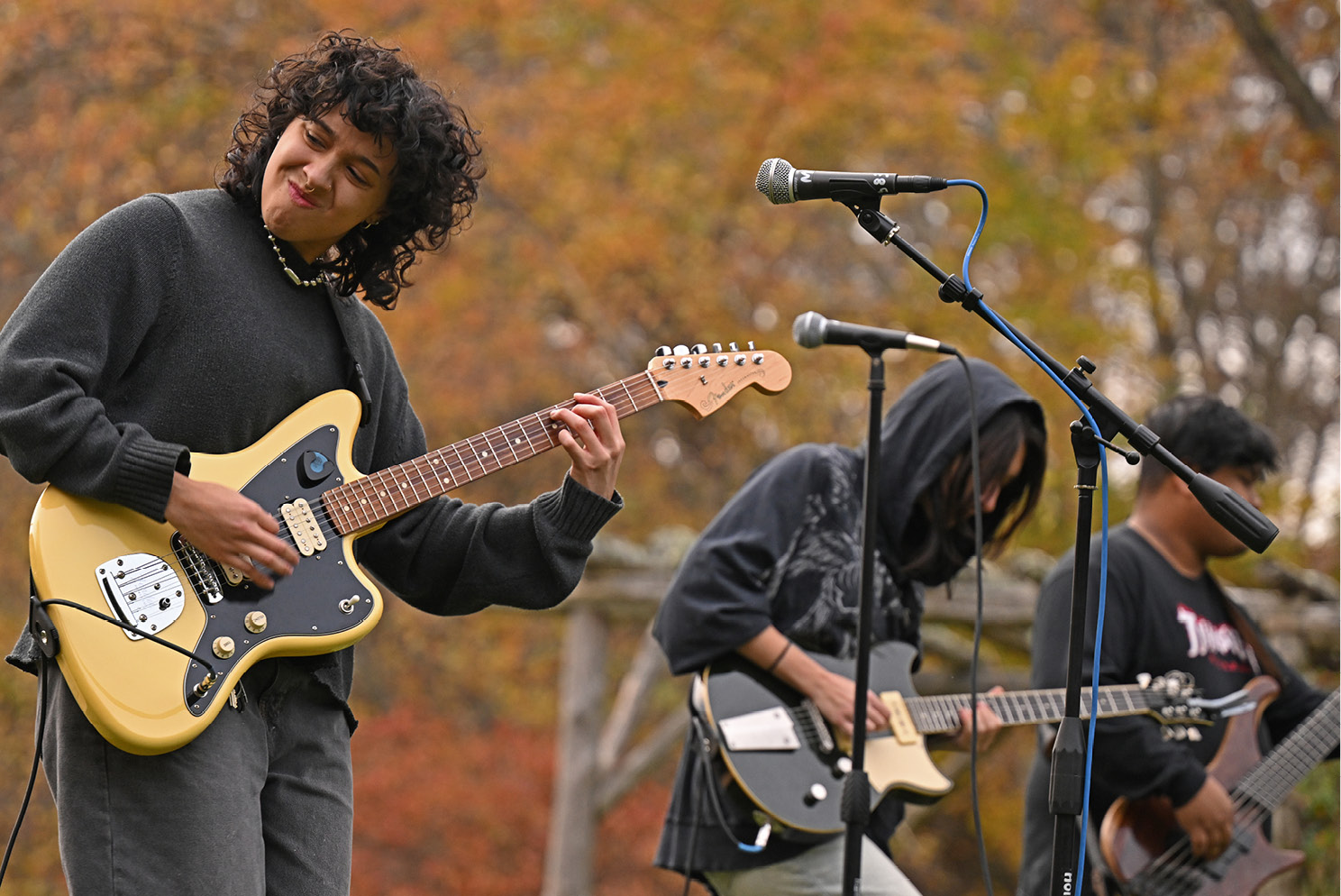 Students playing guitar