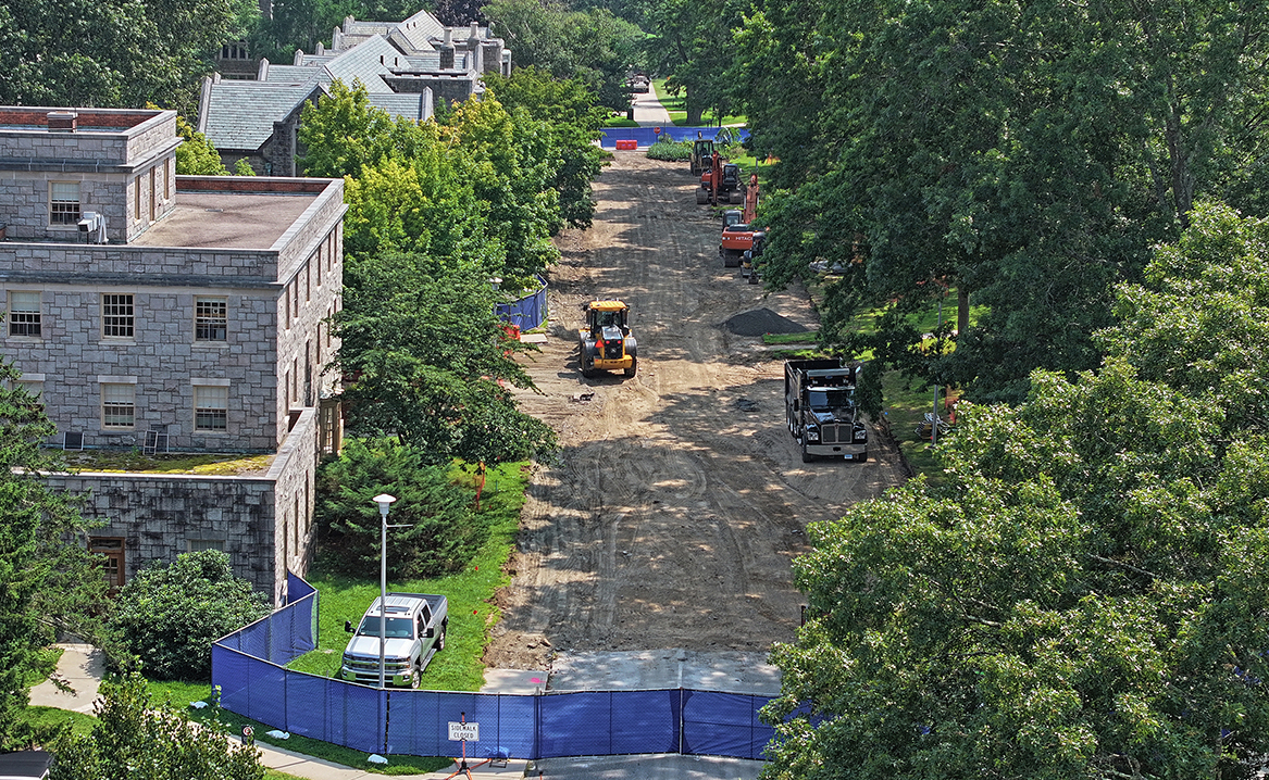 aerial view of road construction project