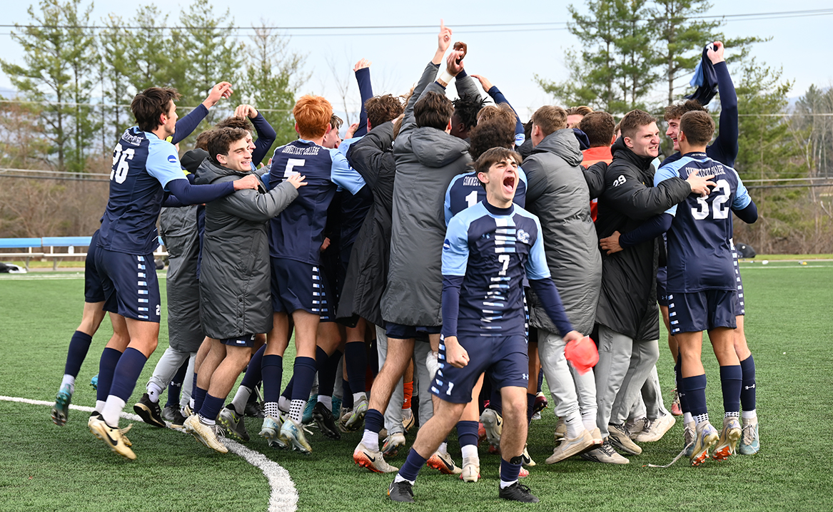 The Camels celebrate moments after the final whistle.